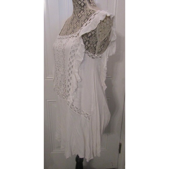 Free People Mini Dress White Crochet Priscilla Ruffled Womens Size M - Picture 6 of 12